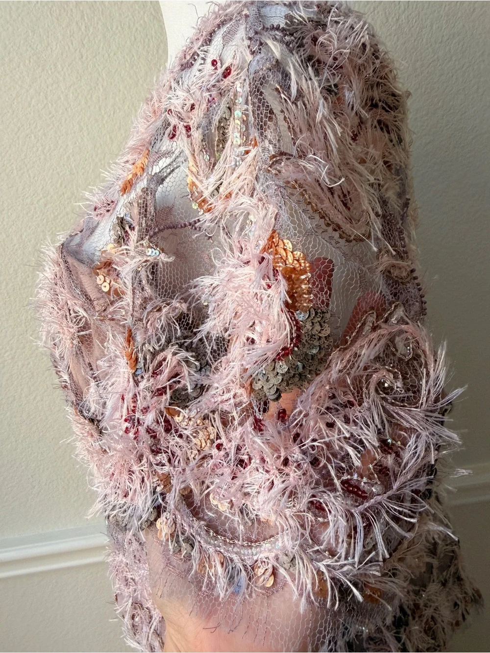 Vintage‎ Lourdes Chavez Silk Fairycore Beaded Top & Tiered Maxi Skirt Set